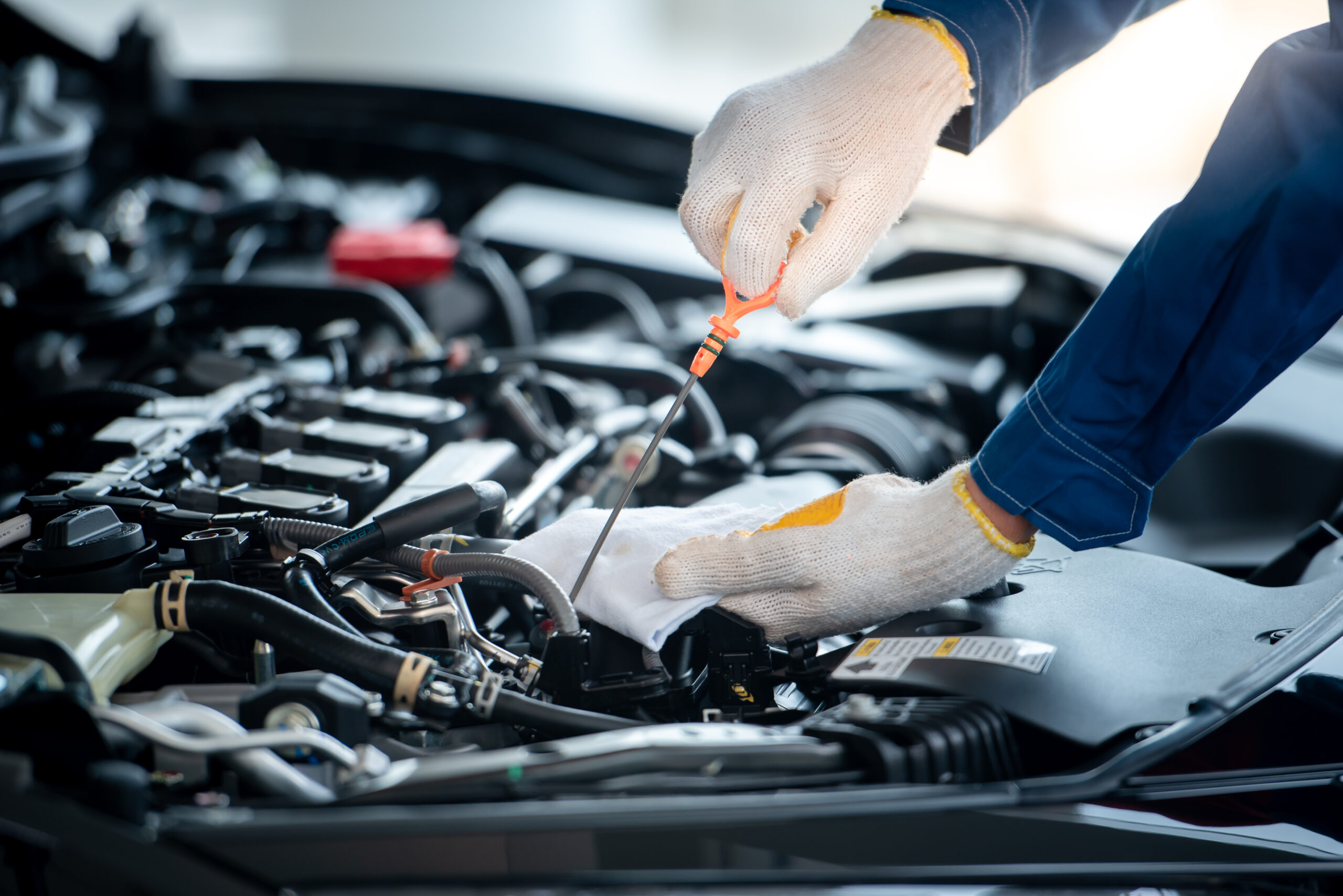 Mechanic working on car